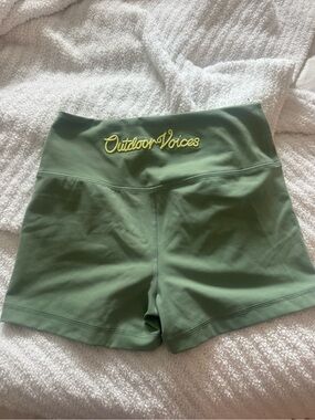 Outdoor Voices Green High-Rise Biker Shorts